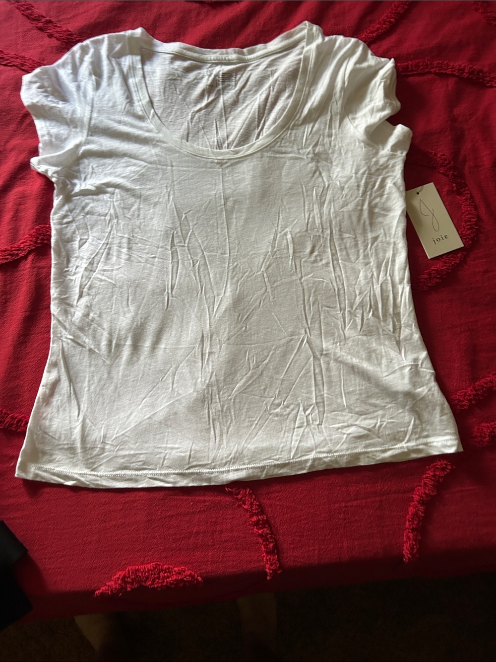 Joie White Scoop Neck Short Sleeve Tee - Classic Cotton Blend